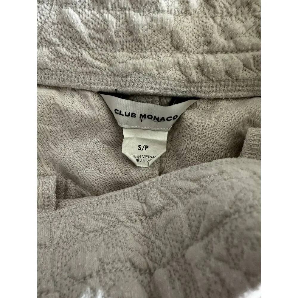Club Monaco Cream Textured Floral Pull-on Drawstring Elastic Waist Pants Small